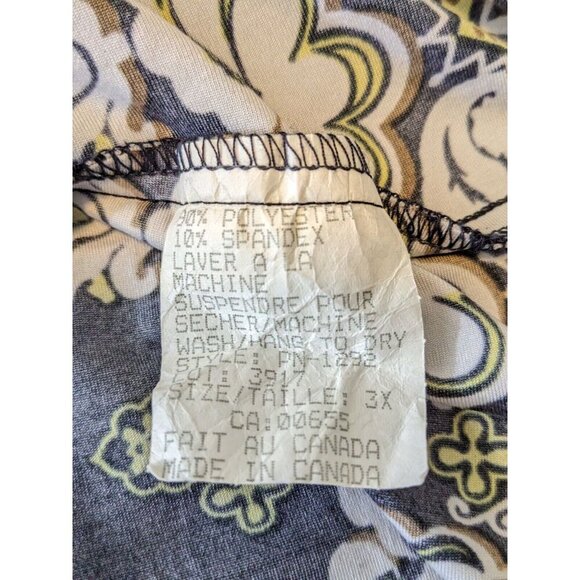 Penningtons Vintage Plus 3X Y2K Tunic Womens Babydoll Crossover Black Printed - Picture 6 of 6